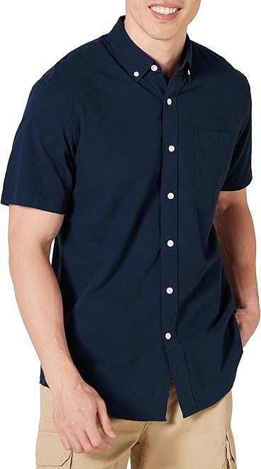 Men's Short-Sleeve Oxford Shirt with Pocket